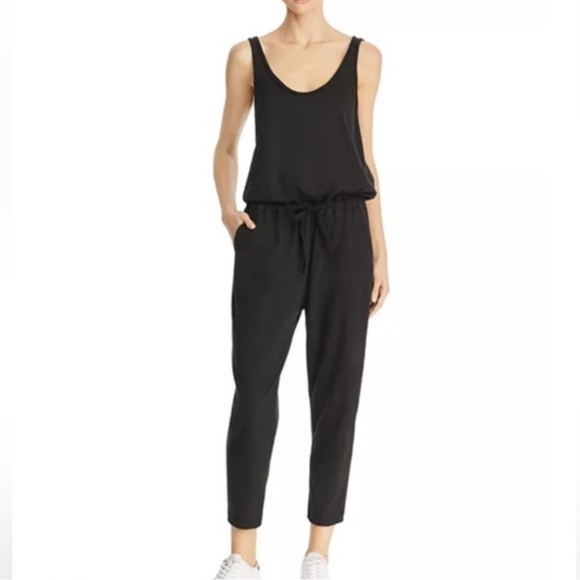 ATM Anthony Melillo High Torsion Jumpsuit Black Small Sleeveless Pockets Cropped - Picture 2 of 10